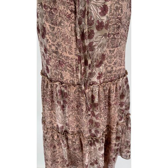 Drew Womens Pink  Floral Mini Dress Halter Neck Tiered Ruffled Size Small - Picture 6 of 8